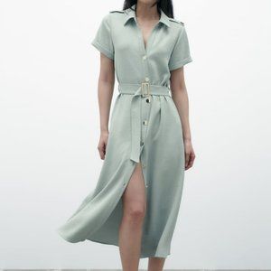 Women ZARA BELTED Mint SHIRTDRESS Sz M, L